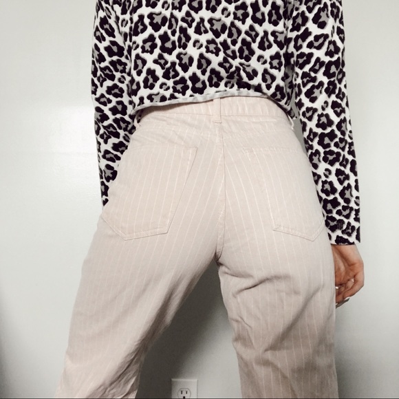 Topshop Pants - topshop pink & white pinstripe cropped pants